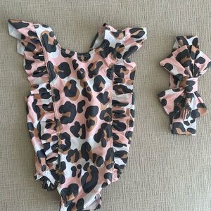 Mudpie 2t Leopard Swimsuit and Headband